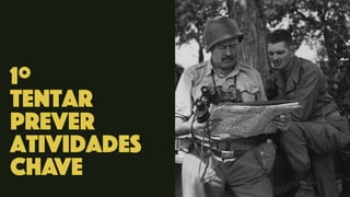 1º
Tentar
prever
atividades
chave
 