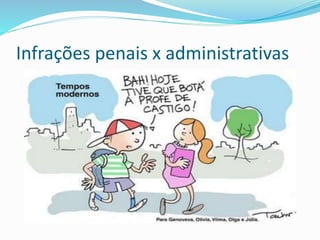 Infrações penais x administrativas
 