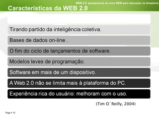 Características da WEB 2.0 (Tim O´Reilly, 2004) 