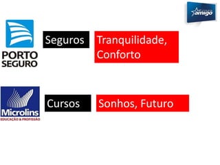 Seguros Tranquilidade, 
Conforto 
Cursos Sonhos, Futuro 
 