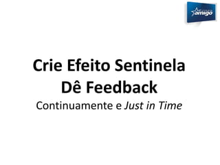 Crie Efeito Sentinela 
Dê Feedback 
Continuamente e Just in Time 
 