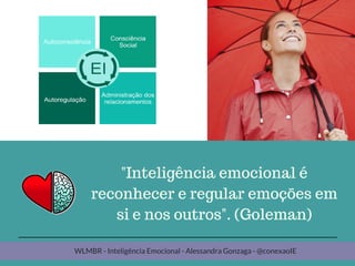 "Inteligência emocional é
reconhecer e regular emoções em
si e nos outros". (Goleman)
WLMBR - Inteligência Emocional - Alessandra Gonzaga - @conexaoIE
 