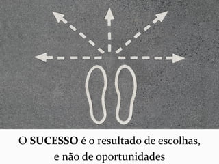 O SUCESSO é o resultado de escolhas,
e não de oportunidades
 