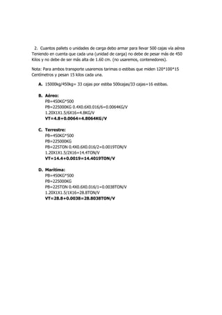 Paletizacion fletes.