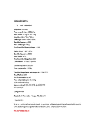 Paletizacion fletes.