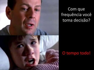 Conceito
O lean seis sigma se baseia no método DMAIC
Descrever o que faz cada fase
Com que
frequência você
toma decisão?
O tempo todo!
 