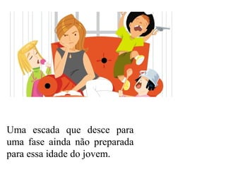 Uma escada que desce para
uma fase ainda não preparada
para essa idade do jovem.
 