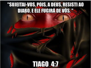 Só conseguimos agradar a Deus,
resistindo ao diabo
José desagradava ao diabo sempre quando resistia
as provocações dos irmãos e as tentações da carne
Afastando das coisas do mundo e seus desejos, é
uma forma eficiente de resistir os dias maus.
Portanto: CUIDADO
Não seja dominado antes, domine e tenha
domínio principalmente, hoje, sobre
 