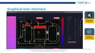 Design and implementation of an integrated and modular system for 3D position
calculation of a moving object using heterogeneous sensors and filters
01/04/2024
Graphical User Interface
Framework
for app dev.
Database for
data handling
17
 