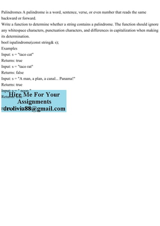 Palindromes A palindrome is a word, sentence, verse, or even number .pdf