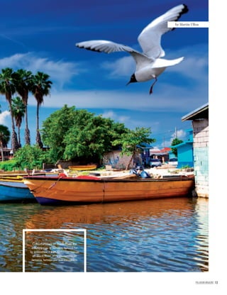 PALLADIUM MAGAZINE 13
Colourful boats on Black River, the
swampy river of Jamaica, famous for
its crocodiles. / ESP. Coloridas barcas
en Black River, el río pantanoso de
Jamaica, famoso por sus cocodrilos.
by Martín Ulloa
 