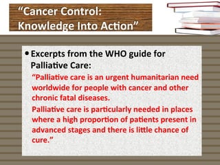 Palliative care with cancer patients 1 | PDF
