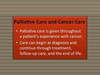 Palliative care with cancer patients 1 | PDF