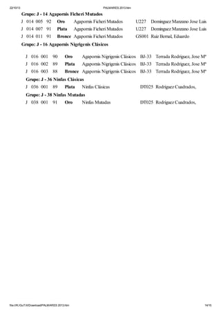 Palmares 2013 Concurso Puerto Real