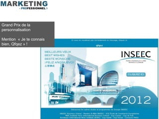 Grand Prix de la
personnalisation

Mention « Je te connais
bien, Qfqez » !
 