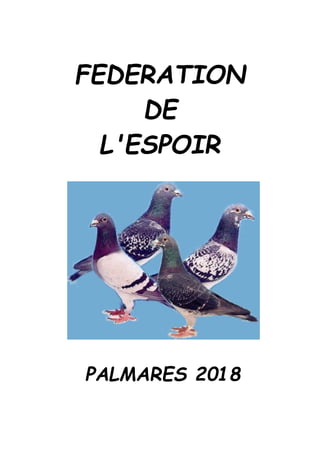 FEDERATION
DE
L'ESPOIR
PALMARES 2018
 