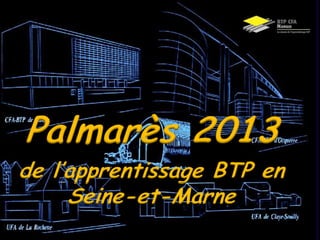 Palmarès 2013

de l’apprentissage BTP en
Seine-et-Marne

 