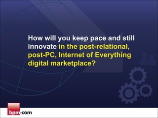 How will you keep pace and still
innovate in the post-relational,
post-PC, Internet of Everything
digital marketplace?

 
