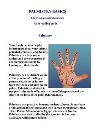 Palmistry basics pdf
