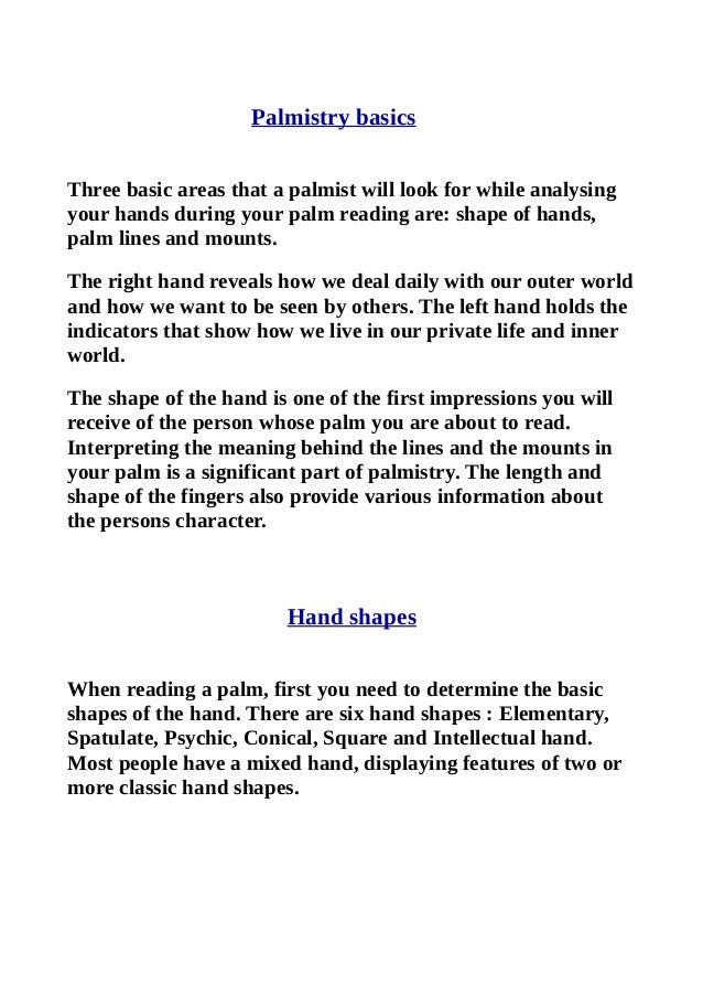 Palmistry basics pdf