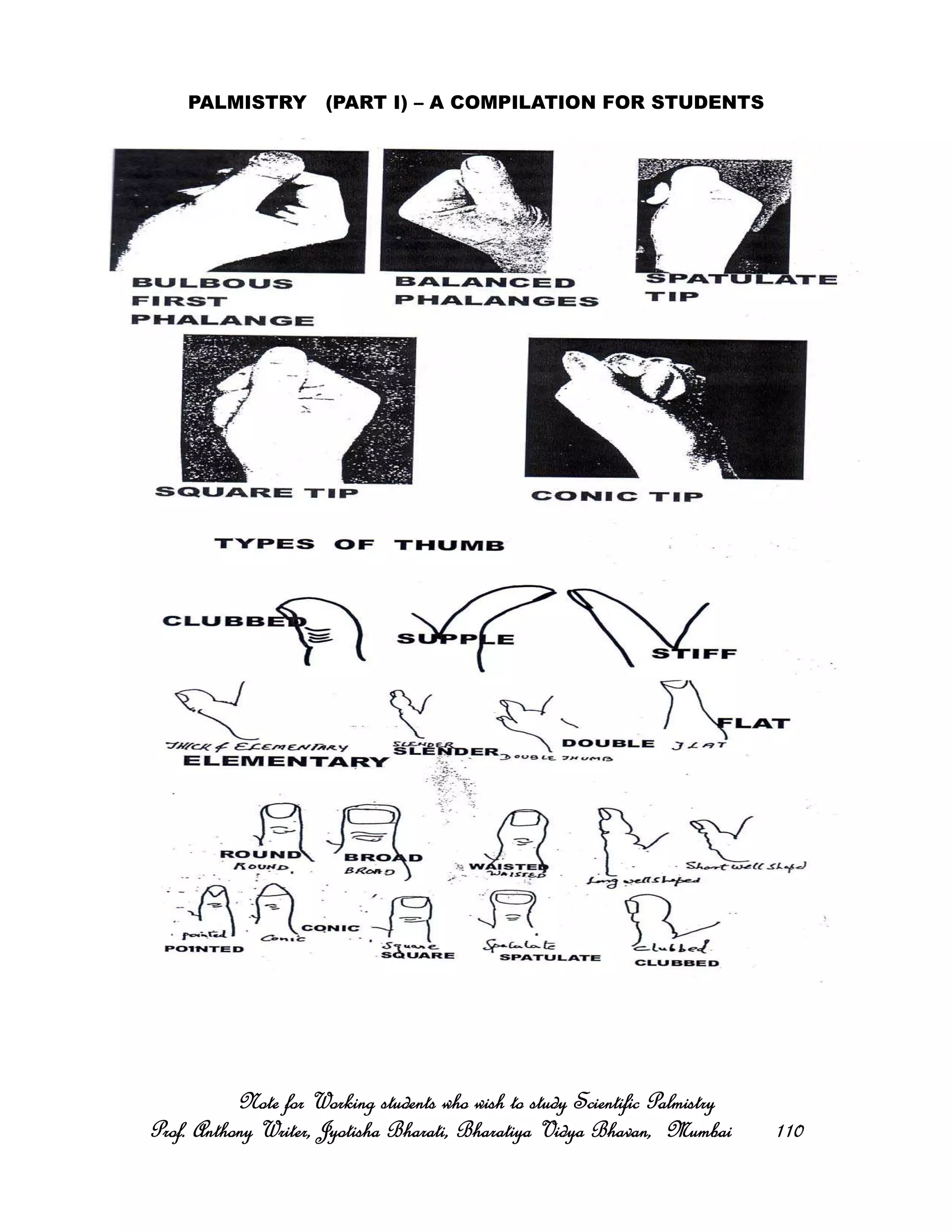 PALMISTRY (PART I) – A COMPILATION FOR STUDENTS
Note for Working students who wish to study Scientific PalmistryNote for Working students who wish to study Scientific PalmistryNote for Working students who wish to study Scientific PalmistryNote for Working students who wish to study Scientific Palmistry
Prof. Anthony Writer, Jyotisha Bharati, Bharatiya Vidya Bhavan, MumbaiProf. Anthony Writer, Jyotisha Bharati, Bharatiya Vidya Bhavan, MumbaiProf. Anthony Writer, Jyotisha Bharati, Bharatiya Vidya Bhavan, MumbaiProf. Anthony Writer, Jyotisha Bharati, Bharatiya Vidya Bhavan, Mumbai 110110110110
 
