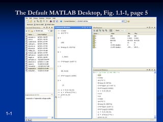 The Default MATLAB Desktop, Fig. 1.1-1, page 5
1-1
 
