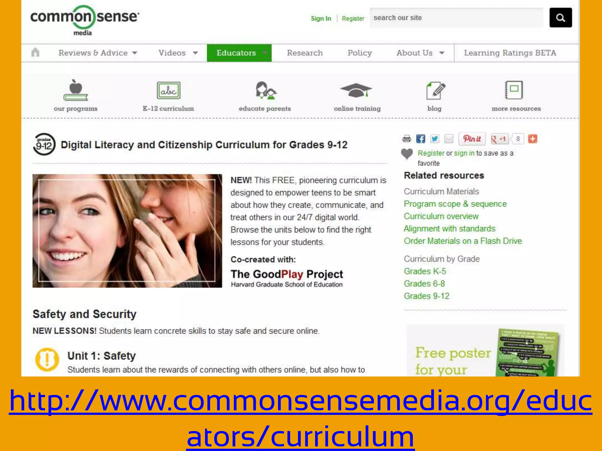 http://www.commonsensemedia.org/educ
            ators/curriculum
 
