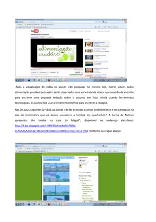 Alimentaçao plano de aula com o uso das TIC'S