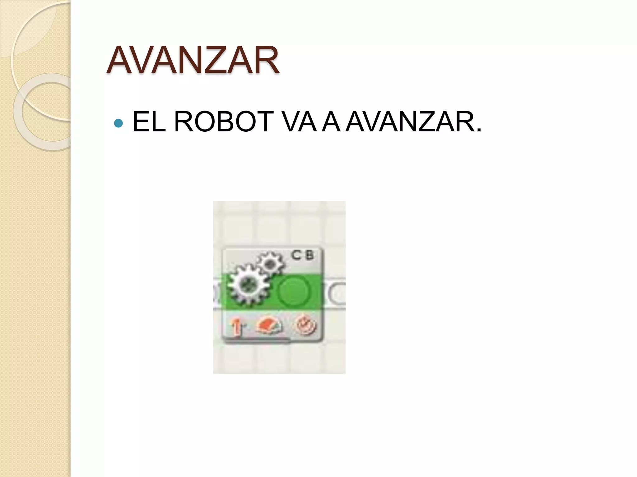 AVANZAR
EL ROBOT VA A AVANZAR.