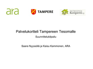 Palvelukortteli Tampereen Tesomalle
Suunnittelukilpailu
Saara Nyyssölä ja Kaisu Kammonen, ARA
 