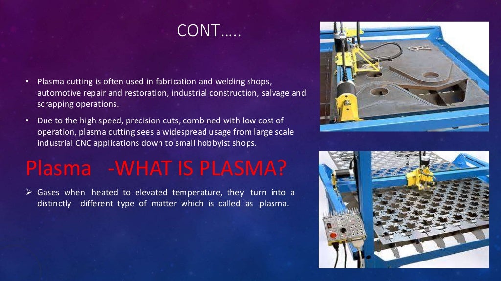 Plasma arc machining