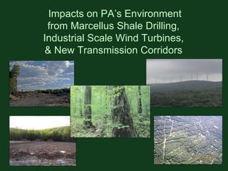 Impacts on PA’s Environment from Marcellus Shale Drilling,  Industrial Scale Wind Turbines,  & New Transmission Corridors  