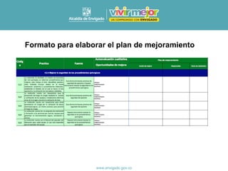 Formato para elaborar el plan de mejoramiento
 