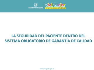 LA SEGURIDAD DEL PACIENTE DENTRO DEL
SISTEMA OBLIGATORIO DE GARANTÍA DE CALIDAD
 