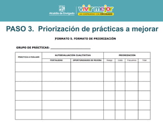 PASO 3. Priorización de prácticas a mejorar
 