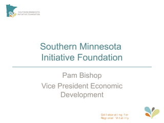 Col l abor at i ng f or
Regi onal Vi t al i t y
Southern Minnesota
Initiative Foundation
Pam Bishop
Vice President Economic
Development
 