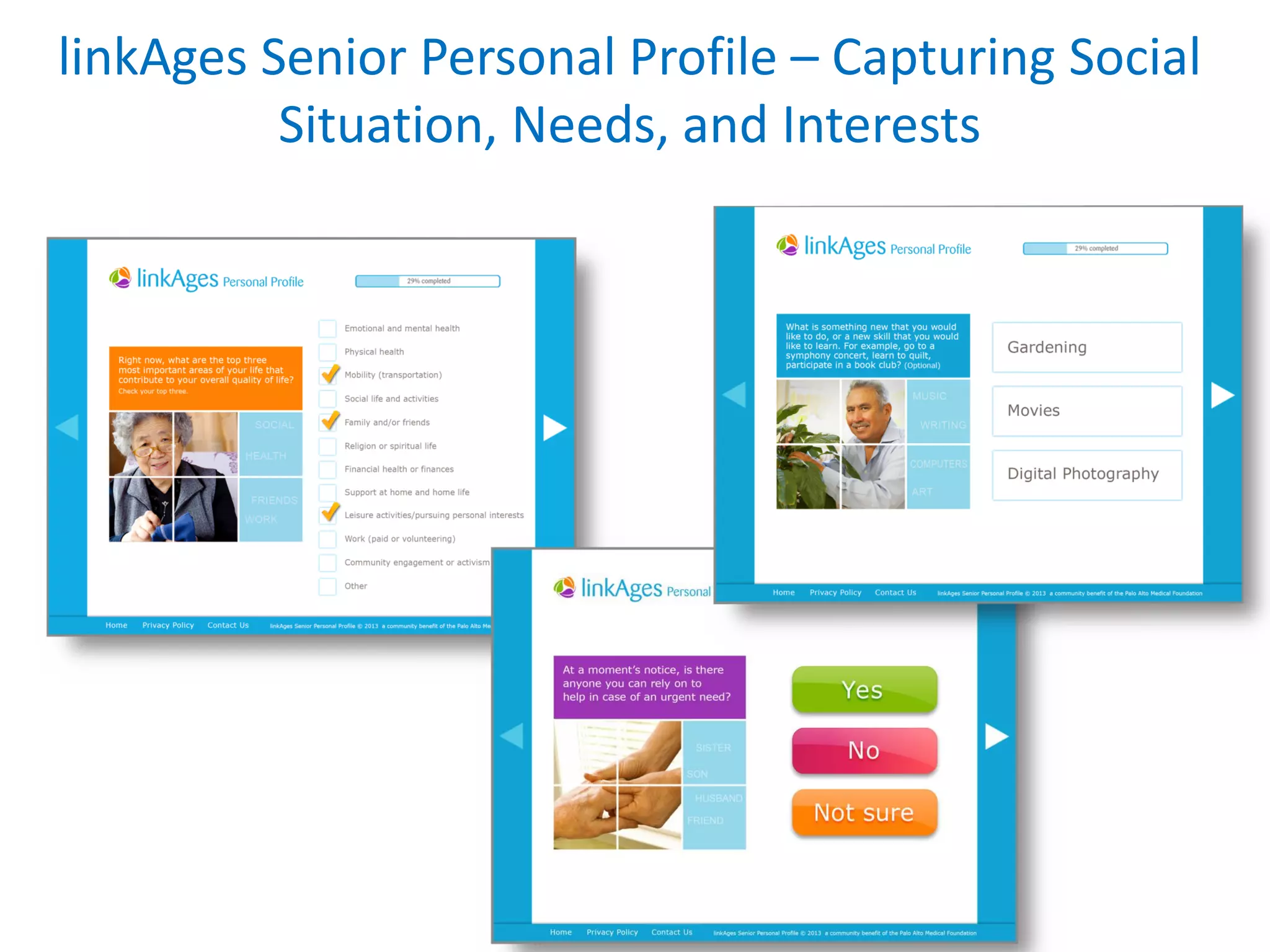 linkAges Senior Personal Profile – Capturing Social
Situation, Needs, and Interests
 