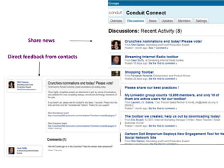 Linkedin for
Business
Share news
Direct feedback from contacts
 