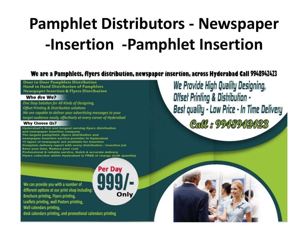 Pamphlet distributors newspaper insertion pamphlet insertion