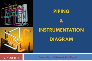 PIPING
&
INSTRUMENTATION
DIAGRAM
21st Oct 2015 Presented by : Muhammad Afzal Kayani
 
