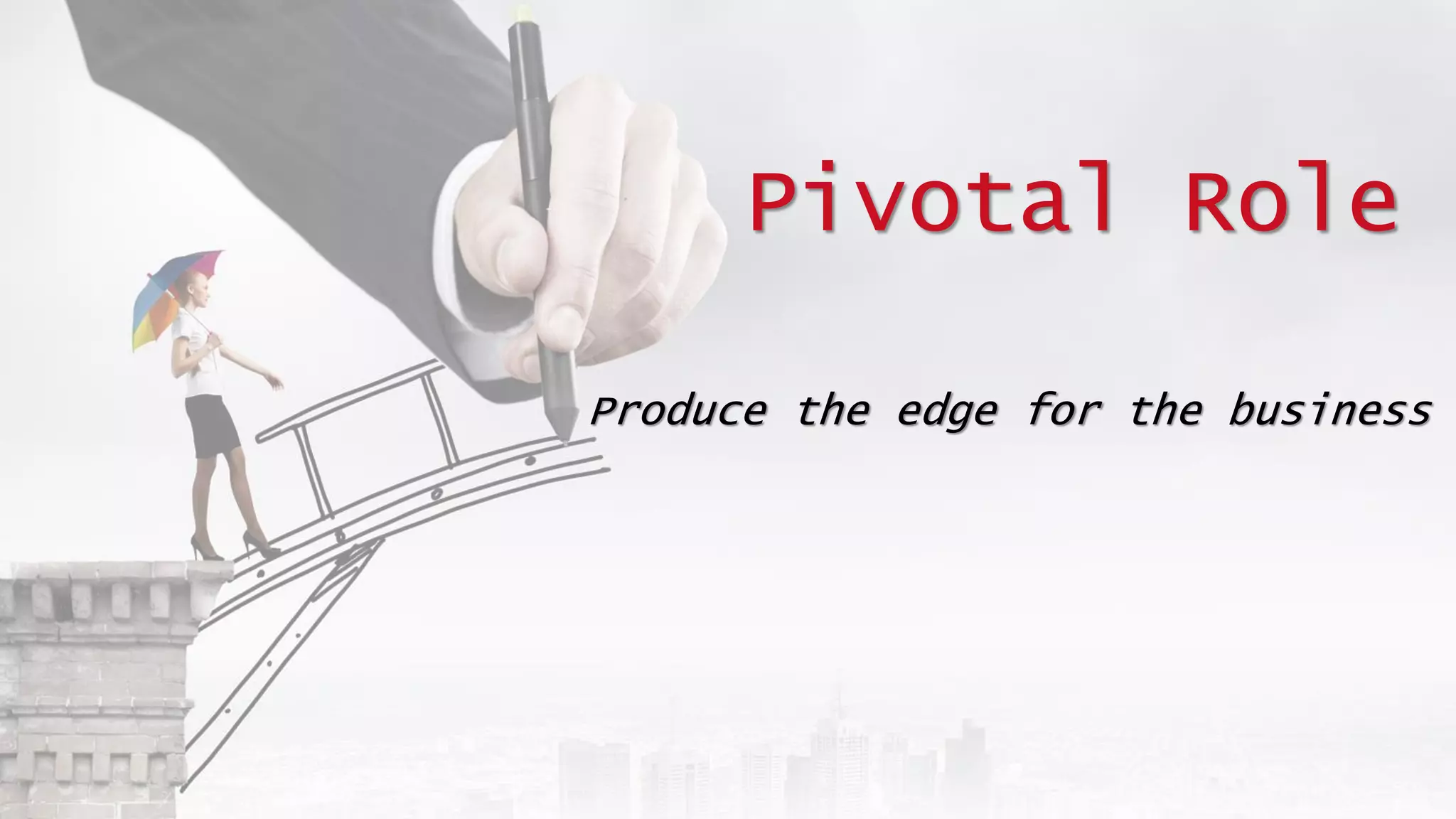 Pivotal Role
Produce the edge for the business
 