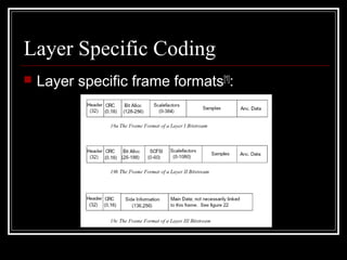 Layer Specific Coding
 Layer specific frame formats[1]
:
 
