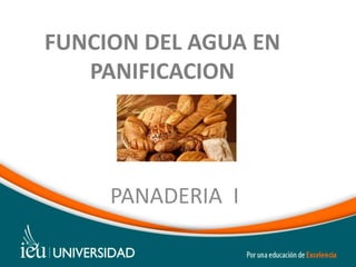 FUNCION DEL AGUA EN
PANIFICACION
PANADERIA I
 