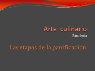 Panadería
Las etapas de la panificación
 
