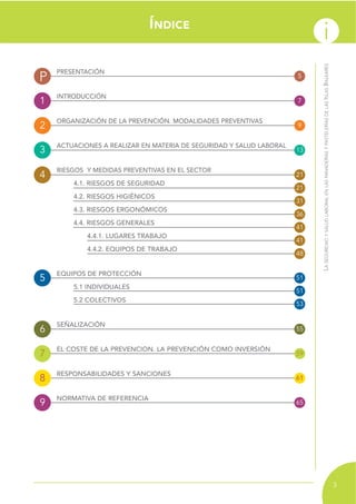 9
capítulo
3
LASEGURIDADYSALUDLABORALENLASPANADERÍASYPASTELERÍASDELASISLASBALEARES
ÍNDICE
i
P
7
5
1
92
214
21
31
36
41
51
53
41
48
515
556
597
618
659
133
 