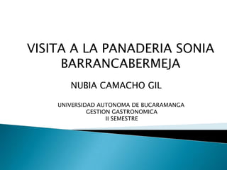 VISITA A LA PANADERIA SONIA  BARRANCABERMEJA  NUBIA CAMACHO GIL   UNIVERSIDAD AUTONOMA DE BUCARAMANGA GESTION GASTRONOMICA II SEMESTRE 