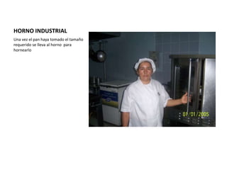 HORNO INDUSTRIAL	Una vez el pan haya tomado el tamaño requerido se lleva al horno  para hornearlo