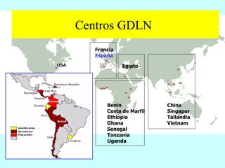 Centros GDLN Benin  Costa de Marf í l  Ethiopia Ghana Senegal Tanzania  Uganda China  Singapur Taïlandia Vietnam Francia España Egipto USA 