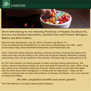 Panama city beach fl grocery market store jobs career event 7 29-15