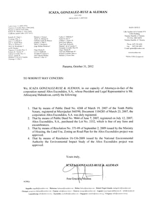 Panama lawyer certification letter